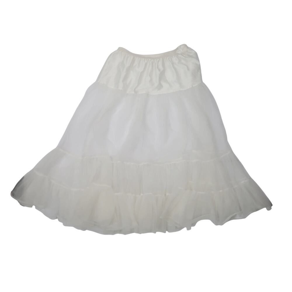 Vintage 70s Polly Flinders Petticoat White Tiered Under Skirt Girls 10